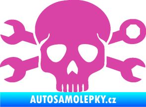Samolepka Lebka 030 pravá mechanik růžová