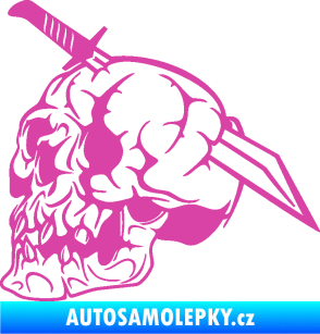 Samolepka Lebka 031 levá probodnutá nožem růžová