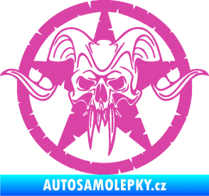 Samolepka Lebka 039 levá army hvězda růžová