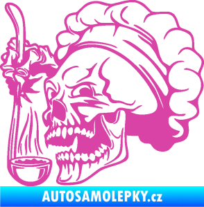 Samolepka Lebka 042 kuchař levá růžová