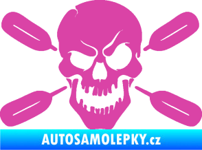 Samolepka Lebka 053 levá s pádly růžová
