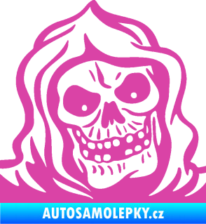 Samolepka Lebka 057 pravá v kápi růžová