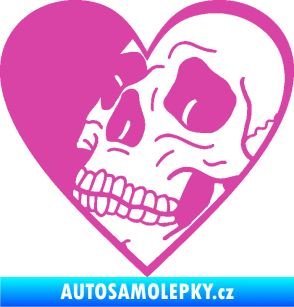 Samolepka Lebka 062 levá v srdíčku růžová