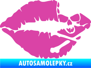 Samolepka Lebka polibek pravá růžová