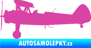 Samolepka Letadlo 020 levá Boeing Stearman model 75 biplane růžová