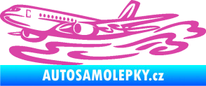 Samolepka Letadlo 026 levá v oblacích růžová