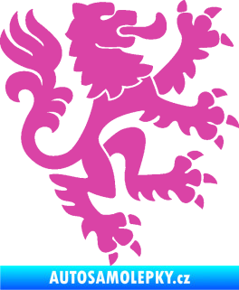 Samolepka Lev heraldika 001 pravá Český lev růžová