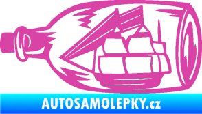 Samolepka Loď v láhvi 001 levá růžová
