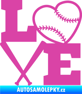 Samolepka Love baseball růžová