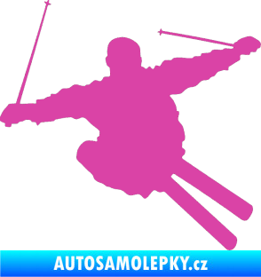 Samolepka Lyžař 001 pravá růžová