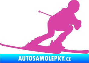 Samolepka Lyžař 002 pravá růžová