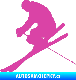 Samolepka Lyžař 005 levá růžová