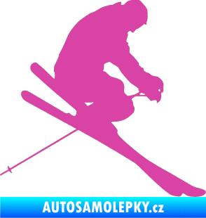 Samolepka Lyžař 005 pravá růžová