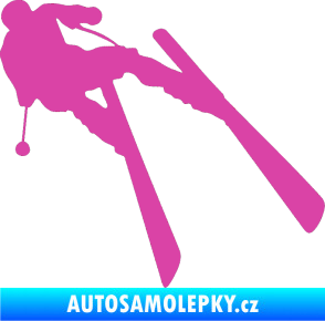 Samolepka Lyžař 007 pravá růžová