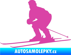 Samolepka Lyžař 009 levá růžová