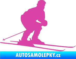 Samolepka Lyžař 009 pravá růžová