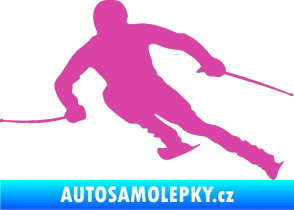 Samolepka Lyžař 012 levá růžová