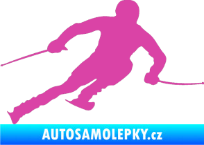 Samolepka Lyžař 012 pravá růžová