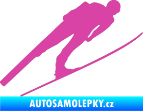 Samolepka Lyžař 016 pravá růžová