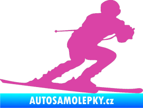 Samolepka Lyžař 017 pravá růžová