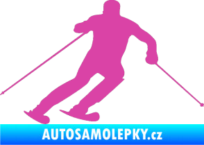 Samolepka Lyžař 021 pravá růžová
