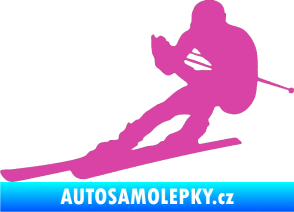 Samolepka Lyžař 022 levá růžová