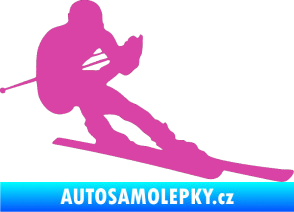 Samolepka Lyžař 022 pravá růžová