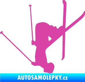 Samolepka Lyžař 023 levá růžová