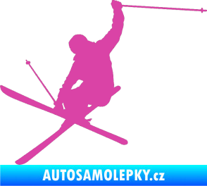 Samolepka Lyžař 024 levá růžová