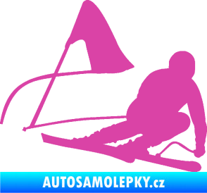 Samolepka Lyžař 025 pravá růžová