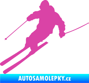 Samolepka Lyžař 027 levá růžová