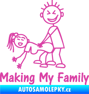 Samolepka Making my family levá růžová