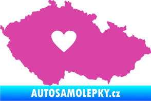 Samolepka Mapa České republiky 002 srdce růžová
