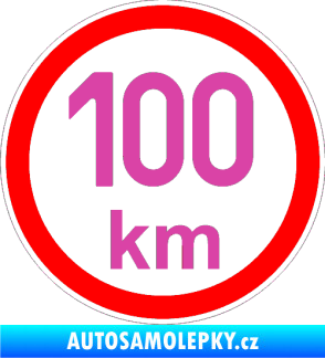 Samolepka Maximální rychlost 100km - nejvyšší konstrukční rychlost růžová