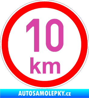 Samolepka Maximální rychlost 10km - nejvyšší konstrukční rychlost růžová
