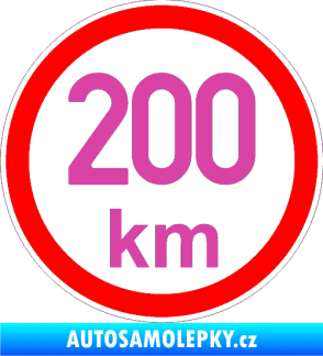 Samolepka Maximální rychlost 200km - nejvyšší konstrukční rychlost růžová