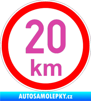 Samolepka Maximální rychlost 20km - nejvyšší konstrukční rychlost růžová