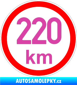 Samolepka Maximální rychlost 220km - nejvyšší konstrukční rychlost růžová
