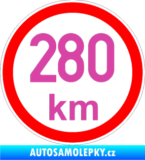 Samolepka Maximální rychlost 280km - nejvyšší konstrukční rychlost růžová