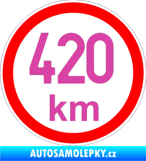 Samolepka Maximální rychlost 420km - nejvyšší konstrukční rychlost růžová