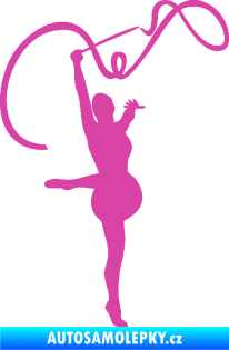 Samolepka Moderní gymnastika 003 pravá gymnastka se stuhou růžová
