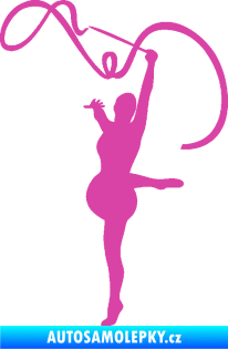 Samolepka Moderní gymnastika 003 levá gymnastka se stuhou růžová