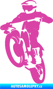 Samolepka Motokros 001 levá růžová