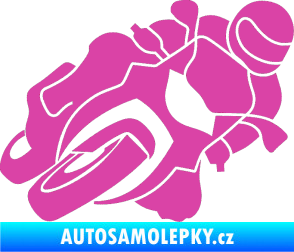 Samolepka Motorka 001 pravá silniční motorky růžová