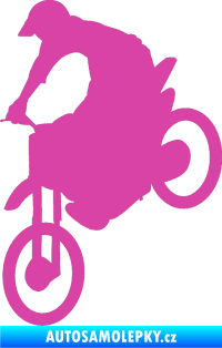 Samolepka Motorka 016 levá motokros růžová