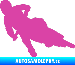 Samolepka Motorka 023 pravá motokros růžová