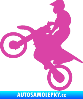 Samolepka Motorka 024 levá motokros růžová