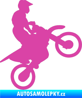 Samolepka Motorka 024 pravá motokros růžová