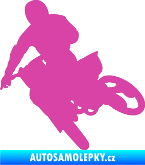 Samolepka Motorka 025 levá motokros růžová