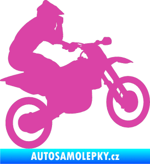 Samolepka Motorka 027 pravá motokros růžová